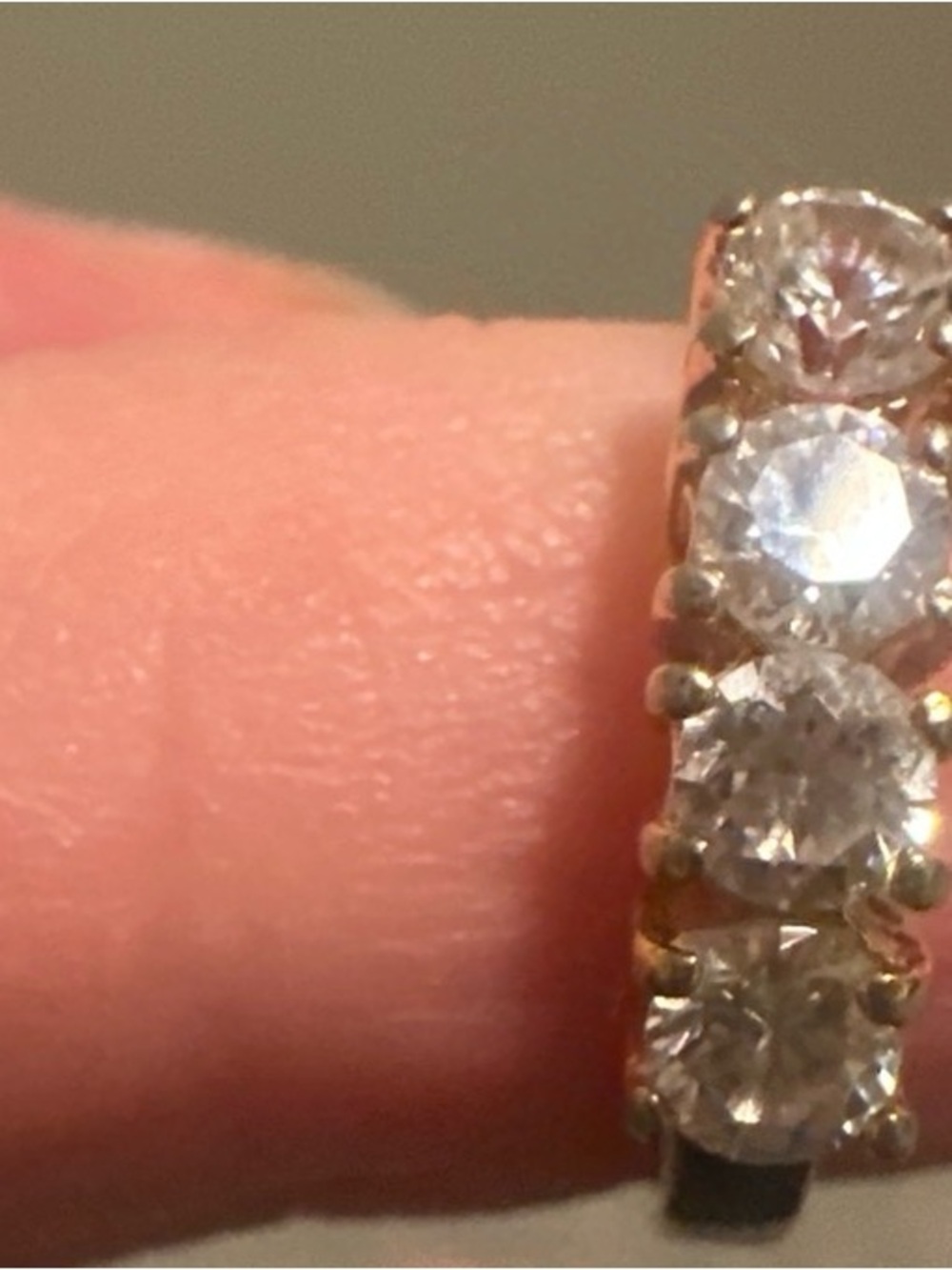 Size 5- Gold-Tone Clear Crystal Row Ring - Women's Jewelry